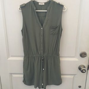 Army Green C’est Toi Romper with Front Pocket